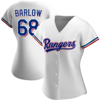 Women's Authentic White Joe Barlow Texas Rangers Home Jersey