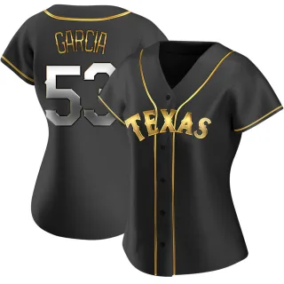 Women's Replica Black Golden Adolis Garcia Texas Rangers Alternate Jersey