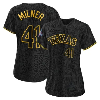 Women's Replica Black Hoby Milner Texas Rangers Snake Skin City 2023 World Series Champions Jersey