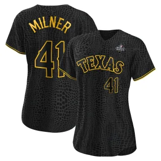 Women's Replica Black Hoby Milner Texas Rangers Snake Skin City 2023 World Series Jersey
