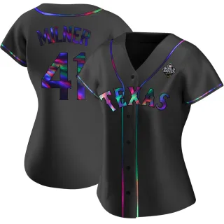 Women's Replica Black Holographic Hoby Milner Texas Rangers Alternate 2023 World Series Jersey