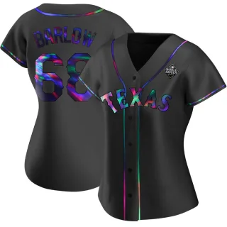 Women's Replica Black Holographic Joe Barlow Texas Rangers Alternate 2023 World Series Jersey