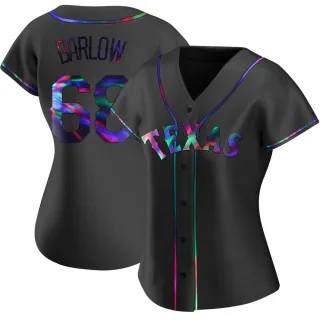 Women's Replica Black Holographic Joe Barlow Texas Rangers Alternate Jersey