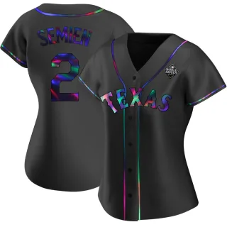 Women's Replica Black Holographic Marcus Semien Texas Rangers Alternate 2023 World Series Jersey