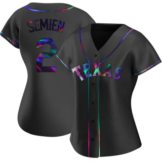 Women's Replica Black Holographic Marcus Semien Texas Rangers Alternate Jersey