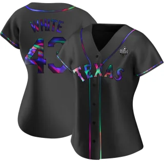 Women's Replica Black Holographic Owen White Texas Rangers Alternate 2023 World Series Jersey