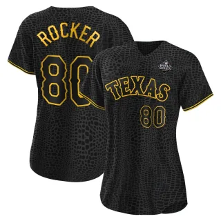 Women's Replica Black Kumar Rocker Texas Rangers Snake Skin City 2023 World Series Jersey