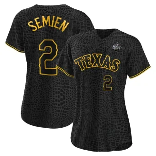 Women's Replica Black Marcus Semien Texas Rangers Snake Skin City 2023 World Series Jersey