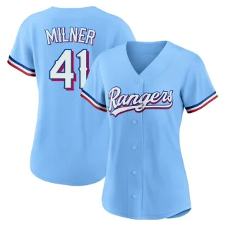 Women's Replica Light Blue Hoby Milner Texas Rangers Alternate Jersey