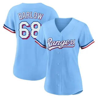 Women's Replica Light Blue Joe Barlow Texas Rangers Alternate Jersey