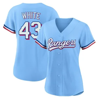 Women's Replica Light Blue Owen White Texas Rangers Alternate Jersey