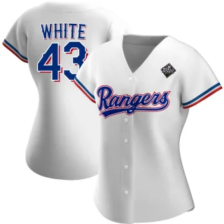 Women's Replica White Owen White Texas Rangers Home 2023 World Series Jersey