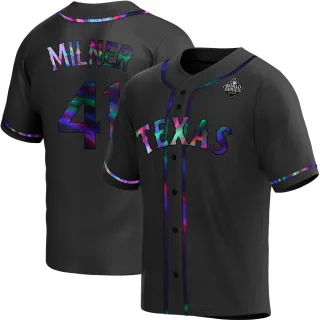 Youth Replica Black Holographic Hoby Milner Texas Rangers Alternate 2023 World Series Jersey