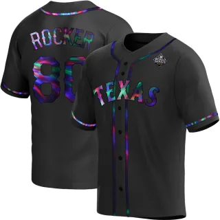 Youth Replica Black Holographic Kumar Rocker Texas Rangers Alternate 2023 World Series Jersey