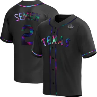 Youth Replica Black Holographic Marcus Semien Texas Rangers Alternate 2023 World Series Jersey