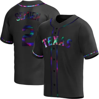 Youth Replica Black Holographic Marcus Semien Texas Rangers Alternate Jersey