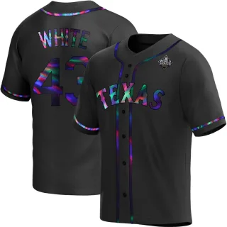 Youth Replica Black Holographic Owen White Texas Rangers Alternate 2023 World Series Jersey