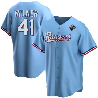 Youth Replica Light Blue Hoby Milner Texas Rangers Alternate 2023 World Series Jersey