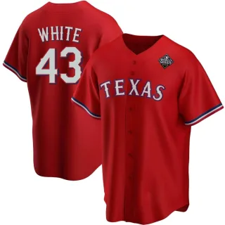 Youth Replica Red Owen White Texas Rangers Alternate 2023 World Series Jersey