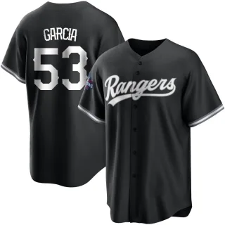 Youth Replica White Adolis Garcia Texas Rangers Black 2023 World Series Champions Jersey