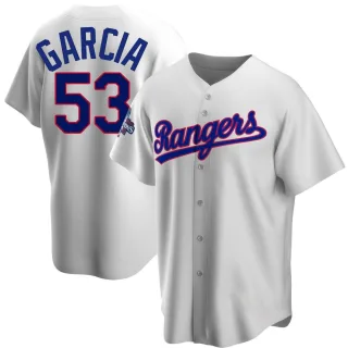 Youth Replica White Adolis Garcia Texas Rangers Home Cooperstown Collection 2023 World Series Champions Jersey