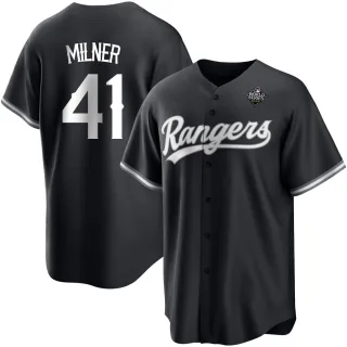 Youth Replica White Hoby Milner Texas Rangers Black 2023 World Series Jersey