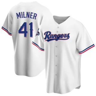 Youth Replica White Hoby Milner Texas Rangers Home 2023 World Series Champions Jersey
