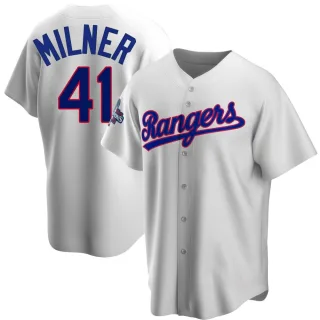 Youth Replica White Hoby Milner Texas Rangers Home Cooperstown Collection 2023 World Series Champions Jersey