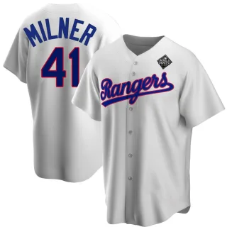 Youth Replica White Hoby Milner Texas Rangers Home Cooperstown Collection 2023 World Series Jersey