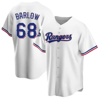 Youth Replica White Joe Barlow Texas Rangers Home 2023 World Series Champions Jersey