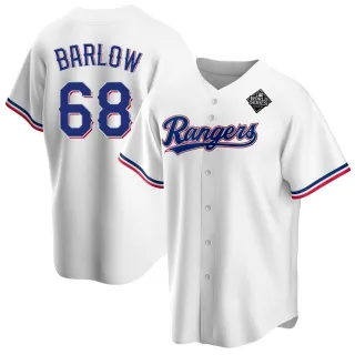 Youth Replica White Joe Barlow Texas Rangers Home 2023 World Series Jersey