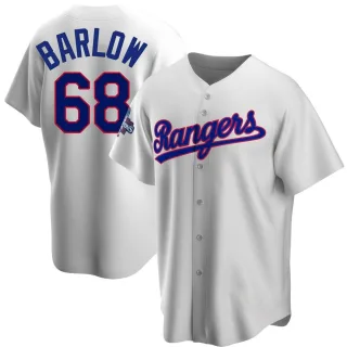 Youth Replica White Joe Barlow Texas Rangers Home Cooperstown Collection 2023 World Series Champions Jersey