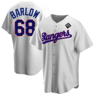 Youth Replica White Joe Barlow Texas Rangers Home Cooperstown Collection 2023 World Series Jersey