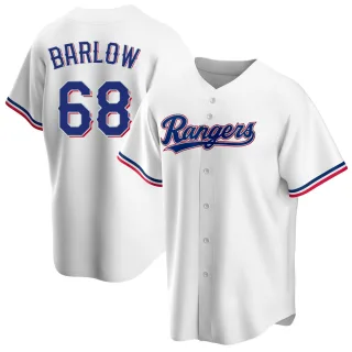 Youth Replica White Joe Barlow Texas Rangers Home Jersey