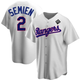 Youth Replica White Marcus Semien Texas Rangers Home Cooperstown Collection 2023 World Series Jersey