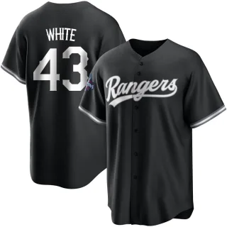 Youth Replica White Owen White Texas Rangers Black 2023 World Series Champions Jersey