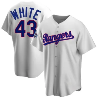 Youth Replica White Owen White Texas Rangers Home Cooperstown Collection 2023 World Series Champions Jersey