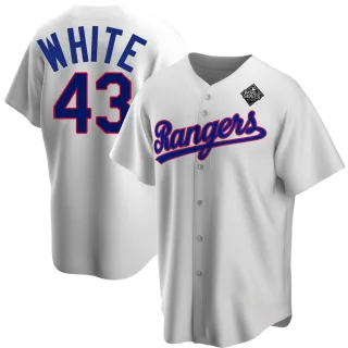 Youth Replica White Owen White Texas Rangers Home Cooperstown Collection 2023 World Series Jersey